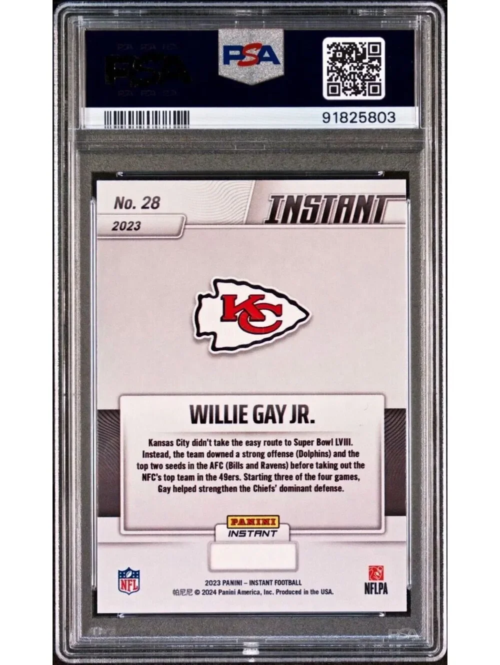 Willie Gay Jr. 2023 Panini NFL Superbowl Champions #28 Card PSA 10 Gem Mint